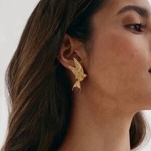 Sparrow Bird 18K Gold Stainless Steel Earrings
